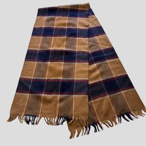 Cashmere & Wool Brown Plaid Winter Scarf Unisex - Picture 2 of 5